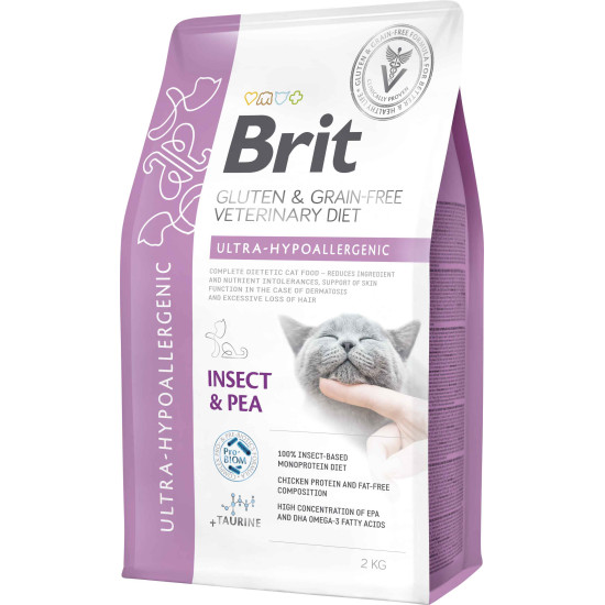 Ξηρά Τροφή Γάτας Brit Veterinary Diet Cat Grain Free Ultra-Hypoallergenic Insect & Pea 2kg