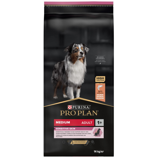 Pro Plan Medium Adult Sensitive Skin Optiderma με σολομό 14kg